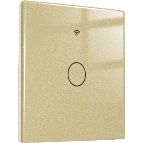 Interruttore Wifi Da Parete 86X86 Pannello Touch 1 Tasto Colore Oro WiFi + RF 433 Compatibile con Amazon Alexa e Google Home (1/3)
