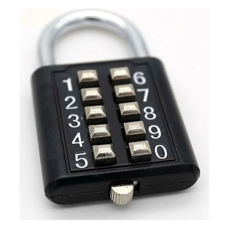 10-Digit Cadenas à Combinaison , Métal étanche et Fermoir Combiné en Acier plaqué - Noir Anti-vol Bouton Cadenas,GU.B/bon (1/5)