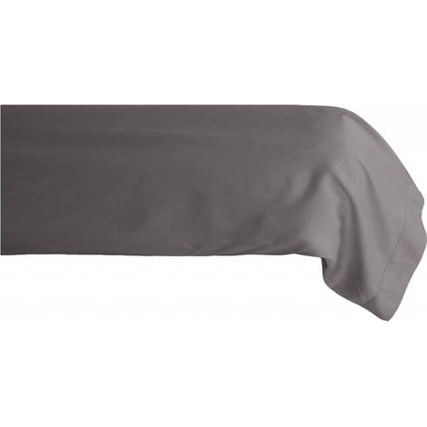 Taie de traversin percale pur coton peigné longues fibres 80 fils/cm² Vent du sud - Ardoise - 43 x 195 cm
