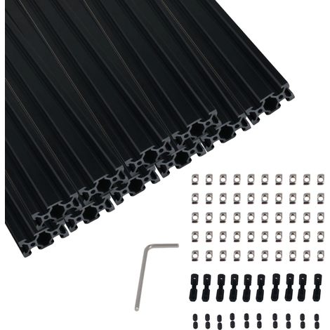 Extrusion de profilés en aluminium, compatible avec les machines CNC, kit de construction modulaire, 2040 T-slot, noir