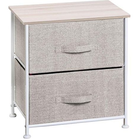 Tavolino Organizzatore con 2 Cassetti in Tessuto Rimovibili, Struttura in Acciaio al Carbonio e Pannello di Particelle, Design Moderno Compatto 30x45x50.5cm per Ingresso Camera da Letto