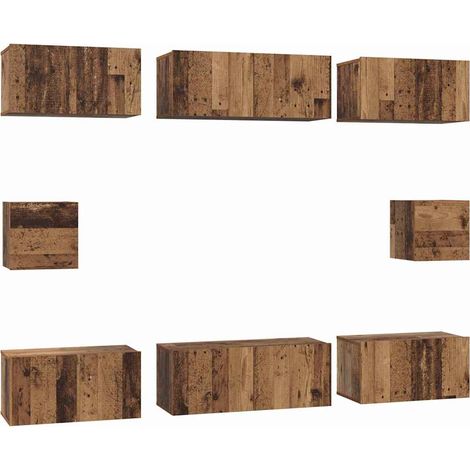 Maison Exclusive - TV-Schrankset Wandmontiert 8 pcs Altholz Holzw