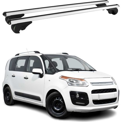 OMAC Aluminium Dachträger Querträger für Citroen C3 Picasso 2009-2016 – TÜV / DIN 75302:2019 – Abschließbar – Max. 75 kg – 2 Stangen Silber (1/5)