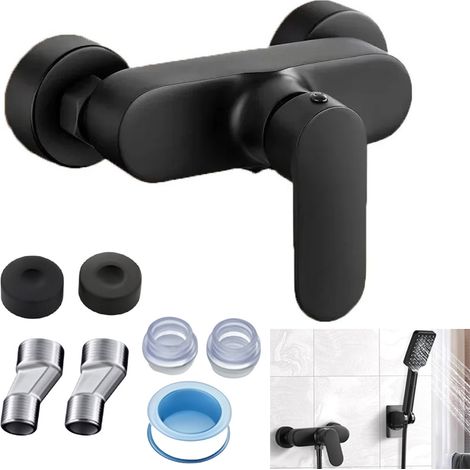 SIENTICE Mitigeur de douche monotrou — Mitigeur de douche apparent noir, adapté à une installation murale  robinet de douche monocommande avec raccord G1/2. (1/5)