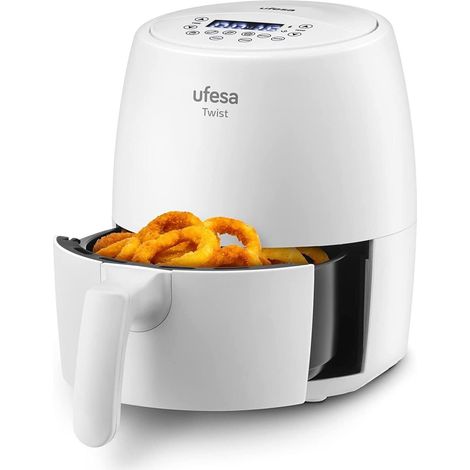 Ufesa Twist, Friggitrice ad Aria 2 Litri, Bianca, 6 Programmi Preimpostati, 1200 W, Timer, Temperatura 80ºc - 200ºc, Airfryer senza BPA ne PFOA (1/4)