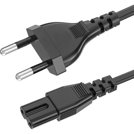 Power Cable, 1.5m 2-Pin Euro Plug to EU Plug C7 Figure 8 Power Cord for TV, Blu-ray, DVD Receiver, and Other Electrical Devices - Black (1/5)