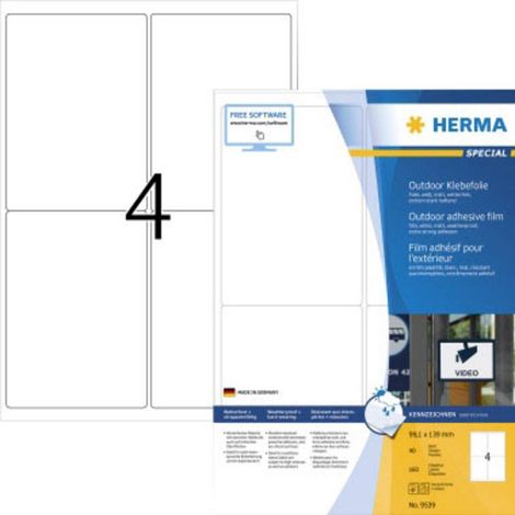 Herma 9539 Etichetta a pellicola 99.1 x 139 mm Pellicola, opaca Bianco 160 pz. A tenuta extraforte Stampante laser, Sta (1/2)