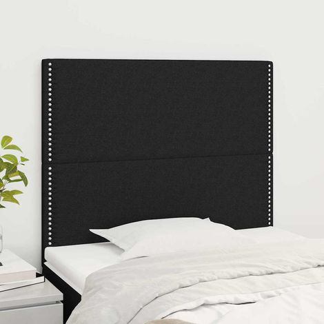 Tête de lit rembourrée en tissu noir avec pieds en bois, hauteur réglable 100 x 5 x 118/128 cm - PANGIVO (1/5)