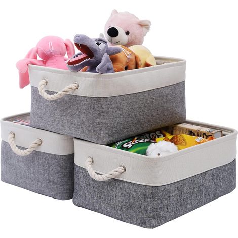 APEX Ensemble de 3 petits paniers de rangement en tissu, paniers de rangement pliables et imperméables, boîtes de rangement en toile (1/5)
