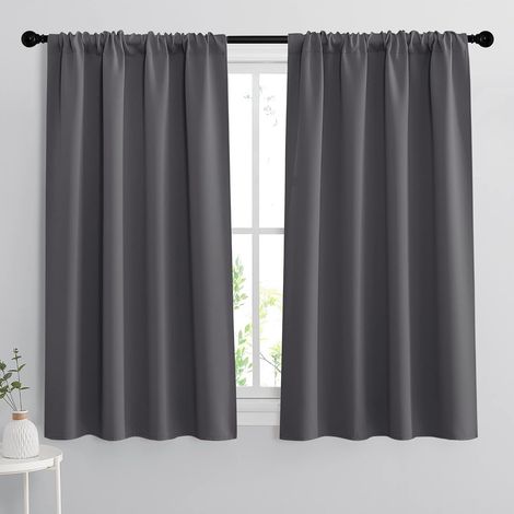 Rideaux occultants gris - Isolation thermique et acoustique - 107 x 137 cm - Pour cuisine, chambre et salle de bain (1/5)