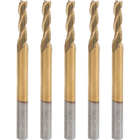 5-teiliger Flachfräser, 3-schneidig, Wolframstahl, Werkzeug, 3,175 x 2,5 x 10 x 40