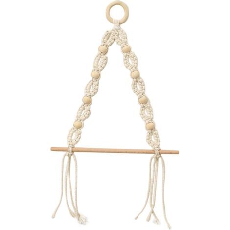 Porta carta igienica vintage da parete in cotone e legno, porta fazzoletti bohémien intrecciato a mano, robusto porta asciugamani per bagno e toilette, pratica decorazione da parete (1/5)
