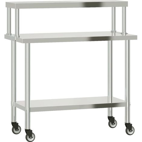 Table de travail de cuisine avec étagère 110x55x120 cm inox