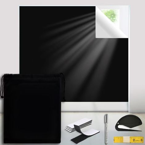 Verdunkelungsrollo ohne Bohren, 300 x 145 cm, selbstklebend, 420D Oxford-Gewebe, 100 % Verdunkelung, tragbare Verdunkelungsfolie (1/4)