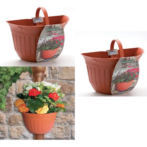 Set de 2 pots de fleurs - GERLA STYLE - L 26 cm - Terracotta - Livraison gratuite (1/5)