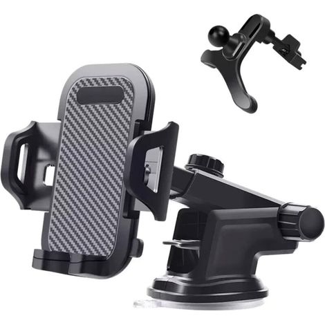 Soporte para teléfono de coche - Soporte ajustable para smartphone para salpicadero y parabrisas, ventosa potente