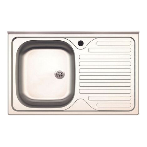 LAVELLO APPOGGIO INOX 1 VASCA SX + GOCCIOLATOIO DX 80 CM- 1,0 pz