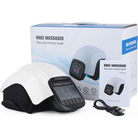 Genouillère Chauffante Électrique Sans Fil avec Massage par Vibration, Lumière Rouge et Compression d’Air, Appareil de Massage Genou Intelligent avec Écran LCD, 3 Températures 45/50/55°C, Minuterie 15 (1/4)