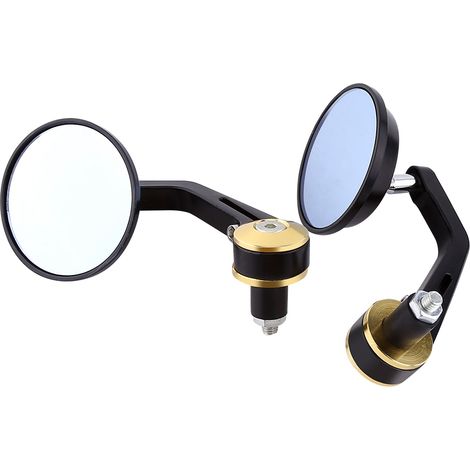 Paar universelle 7/8" runde Motorradlenkerspiegel, goldener Seitenspiegel (1/5)