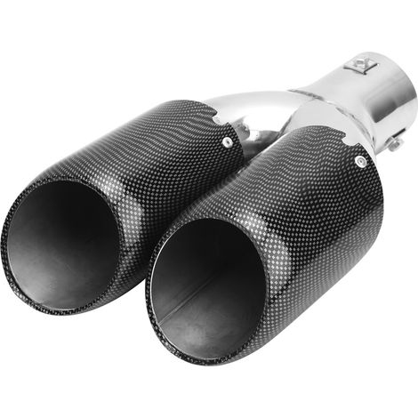Embout d'échappement double sortie style carbone, soudé intégralement, acier inoxydable 304 universel (1/5)