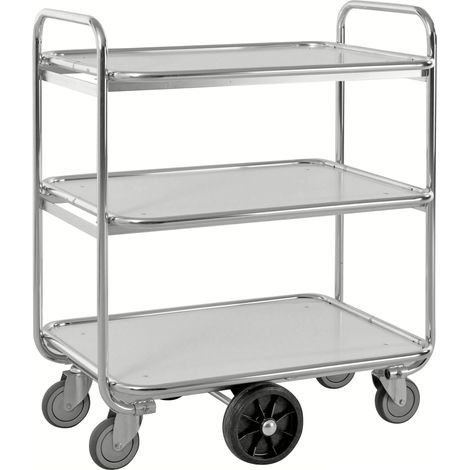 Kongamek Kommissionierwagen verzinkt mit 3 laminierten Böden 850x630mm und offenen Seitenwänden