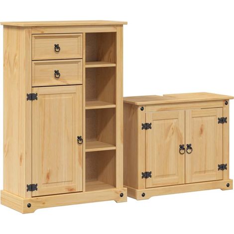 Maison Exclusive - 2-teiliges Badmöbel-Set "Corona" Massivholz Ki