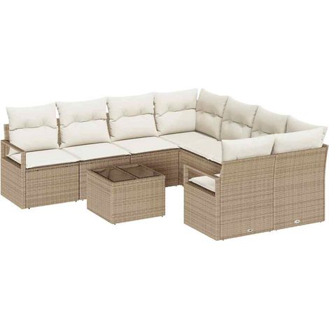 Maison Exclusive - Set di divani con cuscino 9 pcs Beige e Crema polyrattan