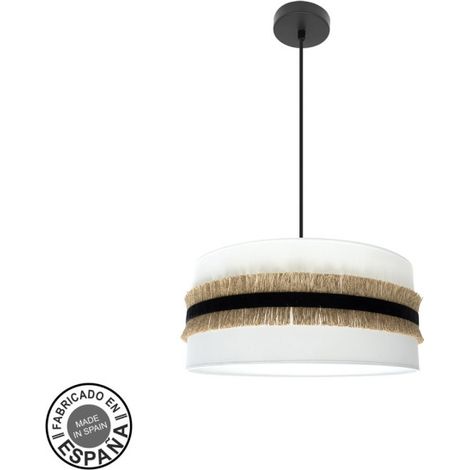 Lampadario Angola 3xe27 Nero/bianco-iuta Regx50x50cm