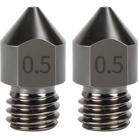 2 Stück MK8 Hartstahldüse 1,75 mm Verschleißfeste Verbrauchsmaterialien aus gehärtetem Stahl – 0,5 mm