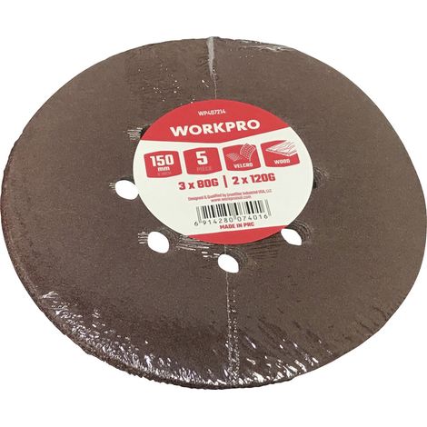 WorkPro WP407214 Schleifpapier für Schleifteller (Ø) 150 mm 5 St.