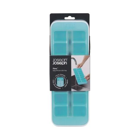 Bandeja para hacer cubitos de hielo de fácil extracción Joseph Joseph Flow – Sistema de llenado rápido sin salpicaduras, tapa apilable, capacidad para 14 cubos por bandeja, apta para lavavajillas
