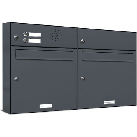 2er Briefkasten Anlage Aufputz - Wandmontage RAL 7016 Anthrazit Klingel (1/5)