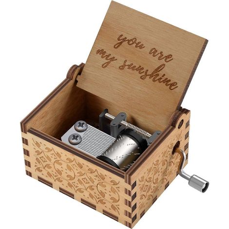Boîte à musique en bois gravée au laser avec l'inscription « You are My Sunshine », boîte à musique vintage en bois avec motif « Sunshine », cadeau pour un anniversaire/Noël/la Saint-Valentin (You are (1/5)
