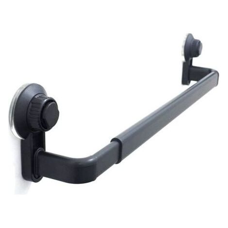 Porte Serviettes Salle de Bains, Noir Barres Porte Serviettes Mural Adhesif pour Douche et Cuisine, Étanche Barres Porte avec Crochet (52- 82cm) (1/5)