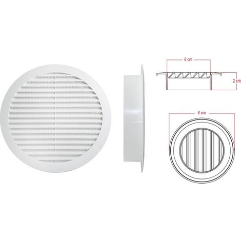 Griglia di Ventilazione Rotonda Griglia Aerazione In Plastica D80mm Foro 60mm Made In Italy