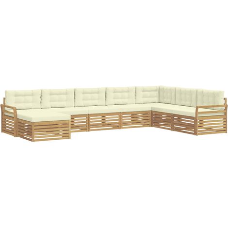 Outdoor Sofa Set 8 pcs White and Cream Solid Acacia Wood vidaXL (1/5)