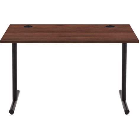Bureau de Télétravail, Bureau Peu Encombrant, Bureau pour Ordinateur Avec Passe-Câbles, Plateau de 25mm d’Épaisseur, Montage Moderne et Simple, Cadre Noir, Noyer, 120 x 60 x 73,6cm (1/5)