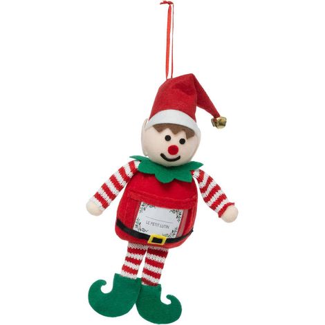 Soggetto folletto con targhetta 20 cm in poliestere ragazzo - Feeric lights & christmas (1/2)