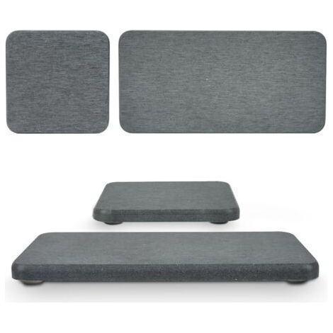 Lot de 4 tapis de séchage en diatomite absorbant l'eau, 2 grands et 2 petits bols avec coussinet antidérapant, papier abrasif, idéal pour le comptoir de cuisine, sous les plantes, la salle de bain (1/5)