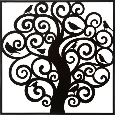 Pannello decorativo da parete in ferro nero, 70x1x70 cm – Three (1/5)