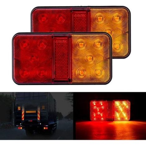 Feu arrière en deux parties - Feu arrière LED multifonctionnel à double segment - Feu de remorque étanche 12 V - Feu arrière LED bicolore (1/5)