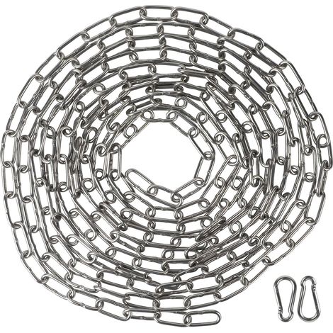 5 Mètre Chaîne en Acier Inoxydable 3mm Chainette avec 2 Mousquetons, Promenade, Chaîne de Chien Chaîne De Séchage Robuste Charge Chaîne D'ancrage Chaîne Balançoire, Maximale de 80KG (1/5)