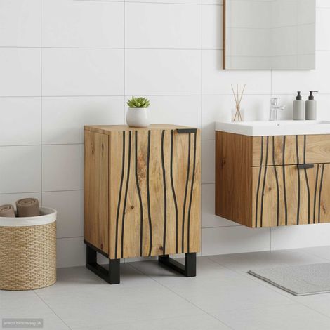 Meuble de lavabo de salle de bain marron avec étagères, bois d’ingénierie, 38 x 33 x 58 cm - PANGIVO (1/5)