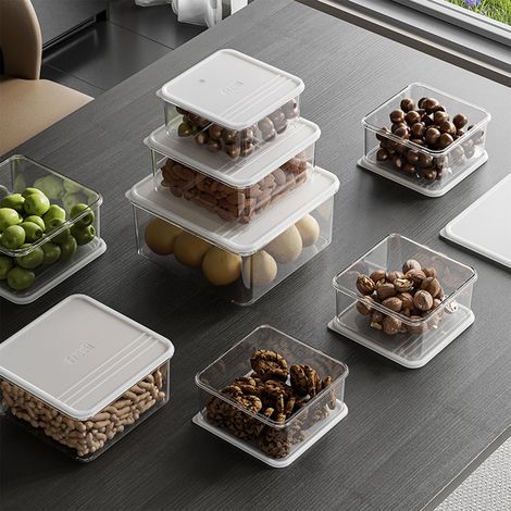 Boite De Rangement Alimentaire - Transparente - Empilable - Avec Couvercle Etanche - Pour Refrigerateur Cuisine Pantry - 15 3 X 15 3 X 7 5 Cm - 1 Unite (1/5)