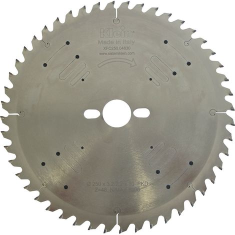 Lama circolare in PKD per pannelli bilaminati D=350, d=30, B/c=3.5/2.5, Z (Nr. denti)=84, Fori trasc.=PH02 XFC350.08430 KLEIN (1/4)