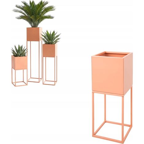 Cache-pot en métal rouge Lorient S 19x19x47cm (1/5)
