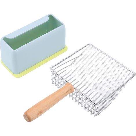 pala para arena de gatos, acero inoxidable, resistente a la corrosión, filtro eficiente, accesorio para gatos (1/5)