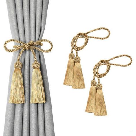 Attache Rideau - Cordons Ajustables Avec Franges - Style Bohème Pour Décoration Intérieure - Lot De 2 (1/5)