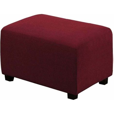 Housse de Pouf carrée Extensible en Peluche, Housses de Repose-Pieds en Jacquard Doux pour protéger Le Repose-Pieds, Housse de Pouf avec Fond élastique, Lavable en Machine -rouge