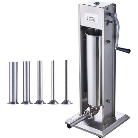 Poussoir à Saucisses Manuel 7L/15LB, Machine Verticale à Deux Vitesses, Acier Inoxydable 304 Alimentaire, 5 Tubes Inclus, pour Cuisine Maison et Restaurant (1/5)